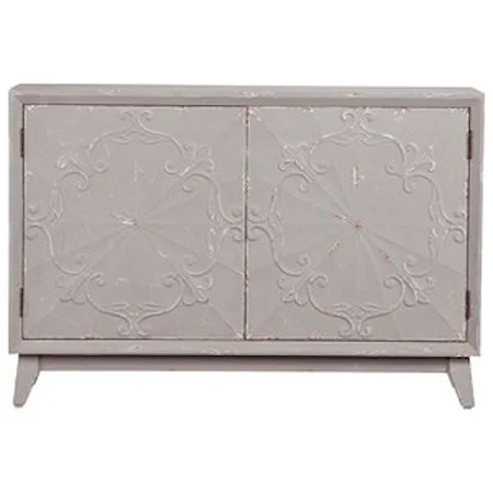 Transitional Distressed Gray 54-Inch TV Console Cabinet 